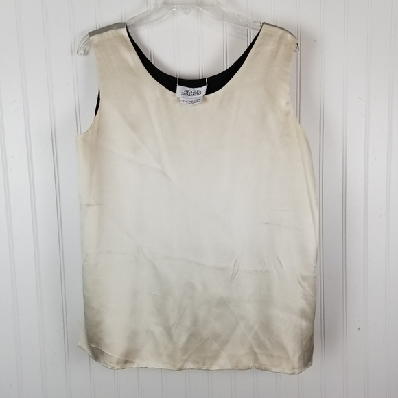Nicole Summers Womens L Silk Reversible Sleeveless Top Gold Cream Silver Black - Picture 4 of 12